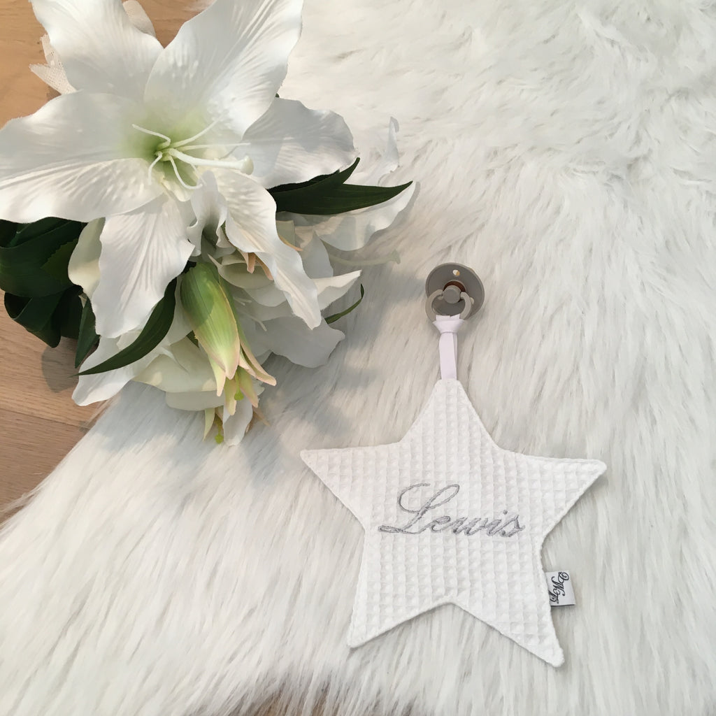 Speendoek ster wafel wit