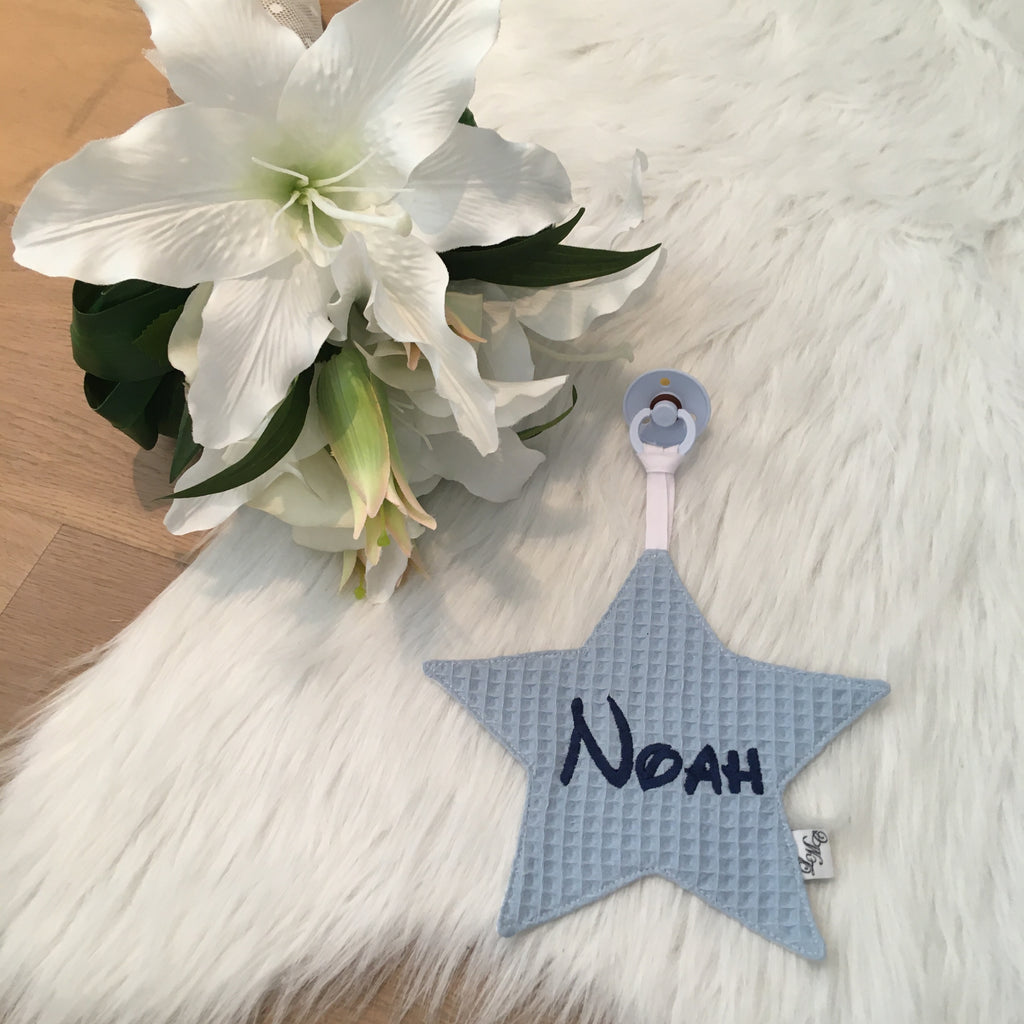 Speendoek ster wafel lichtblauw