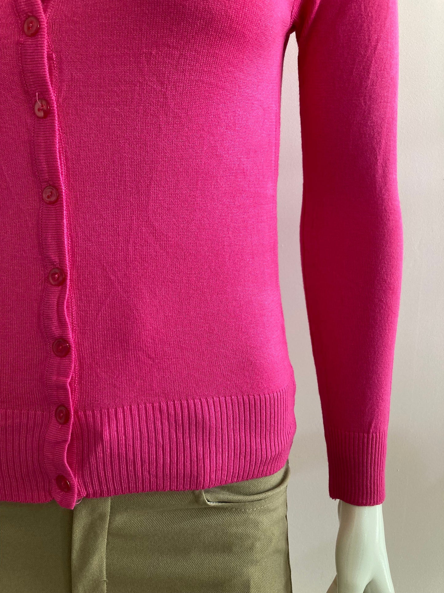 Very stretchy and very soft fuchsia knit cardigan