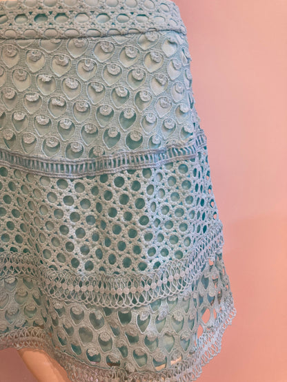 Skirt turquoise crochet lined