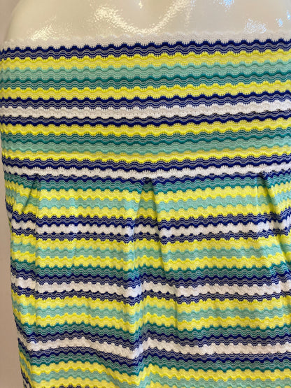 Green striped skirt with pleats and back closure