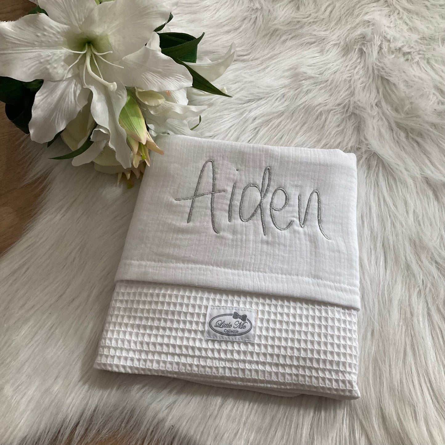 Warm Wafel Zomerdekentje met naam | Gepersonaliseerde | Soft Cloud