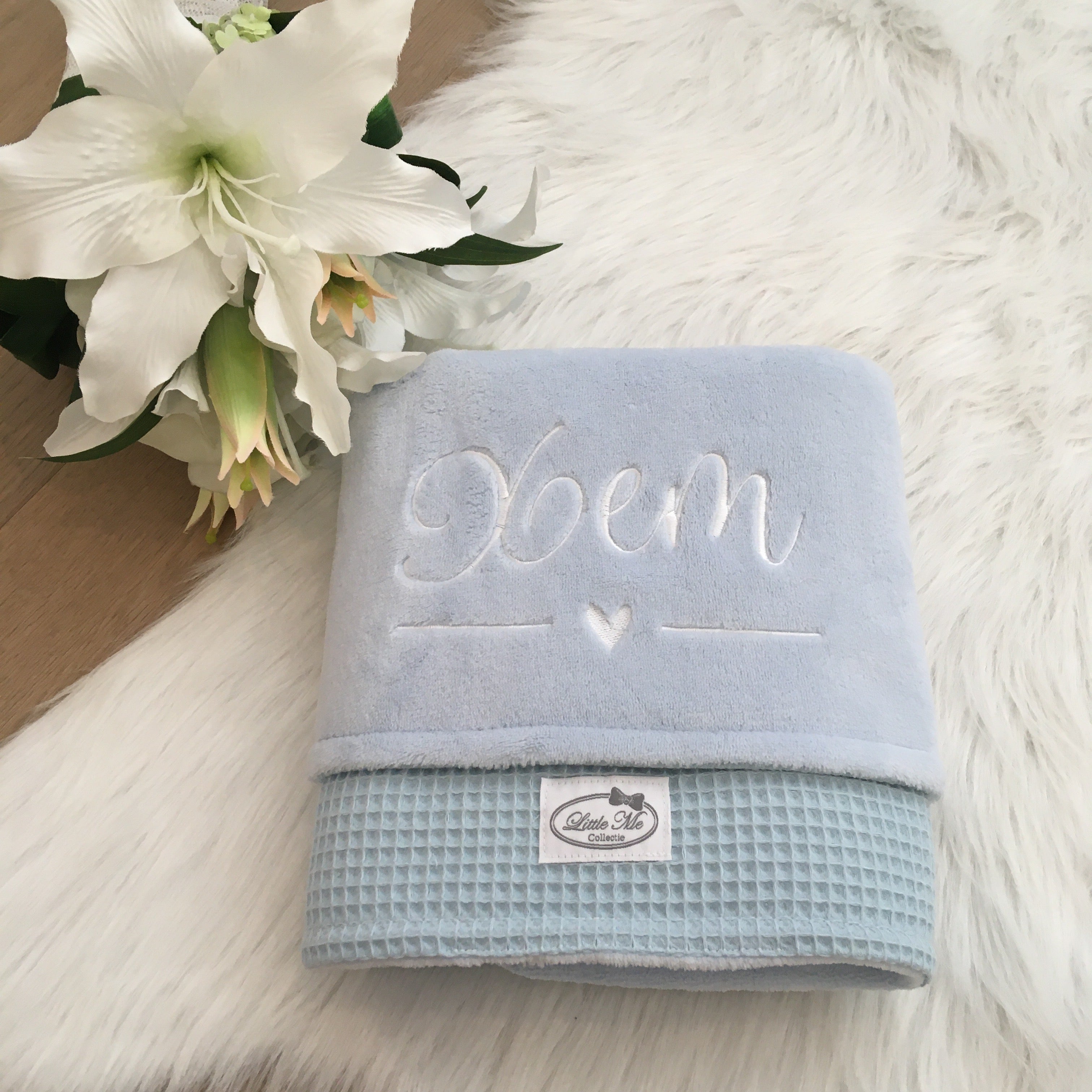 Winterdeken wafel Lichtblauw