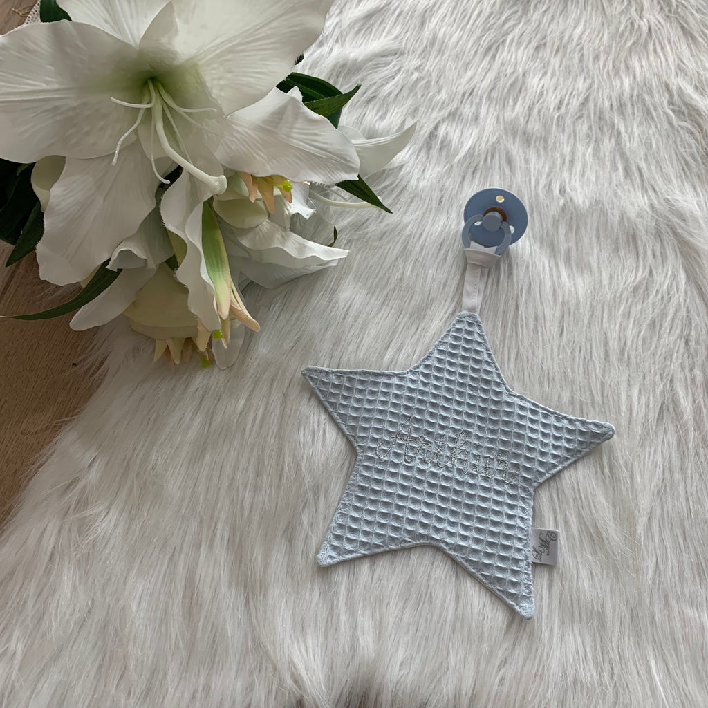 Speendoek ster wafel lichtblauw