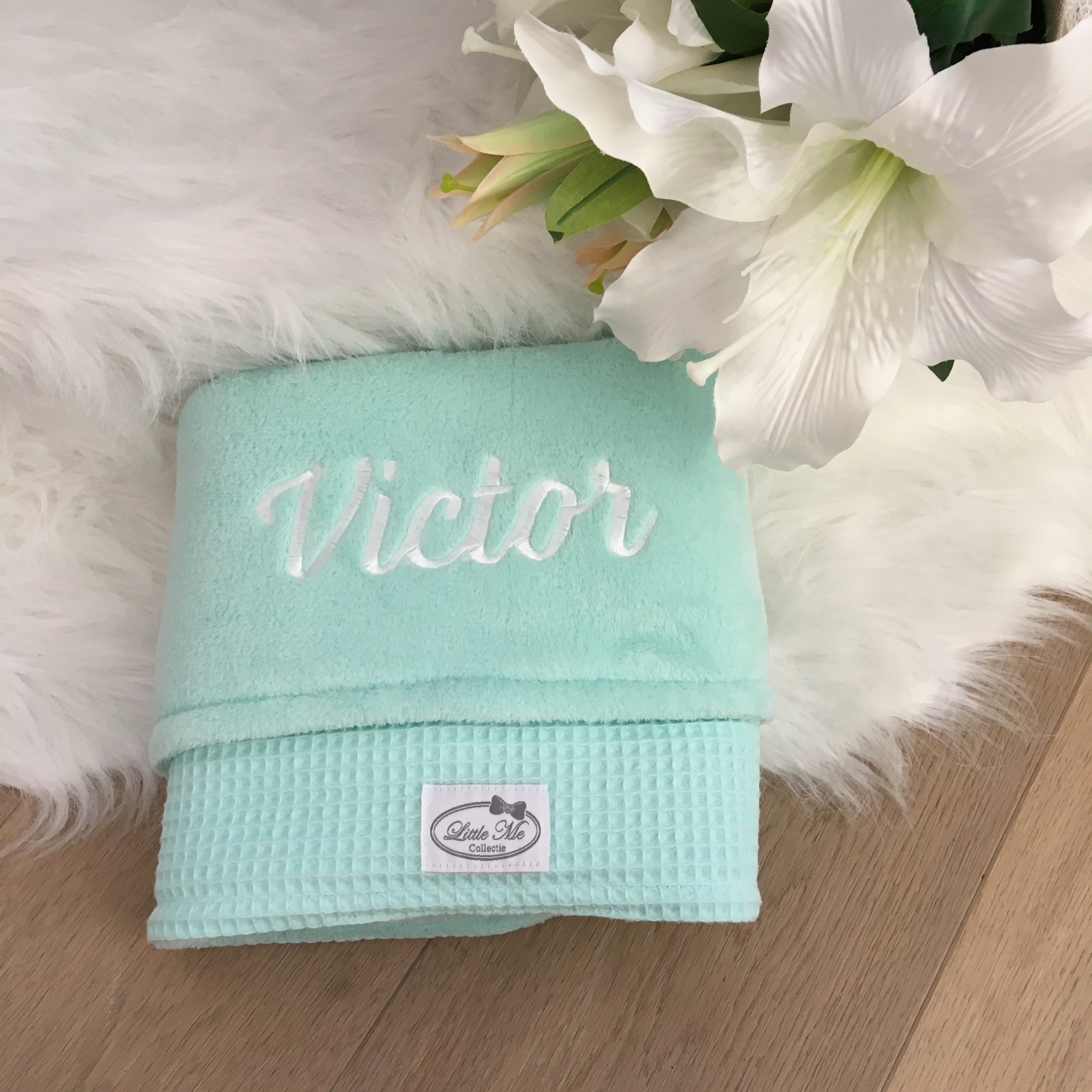 Winterdeken warm wafel munt