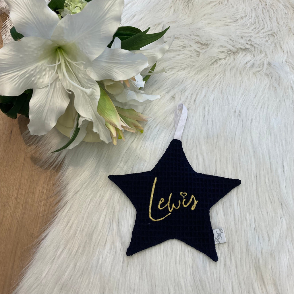 Speendoek ster wafel Navy