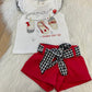 Setje baby topje, shortie & haarlintje rood