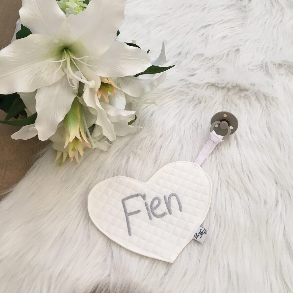 Speendoek hart sweet diamond ecru