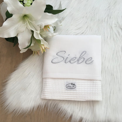 Warm Wafel Zomerdekentje met naam | Gepersonaliseerde | Soft Cloud