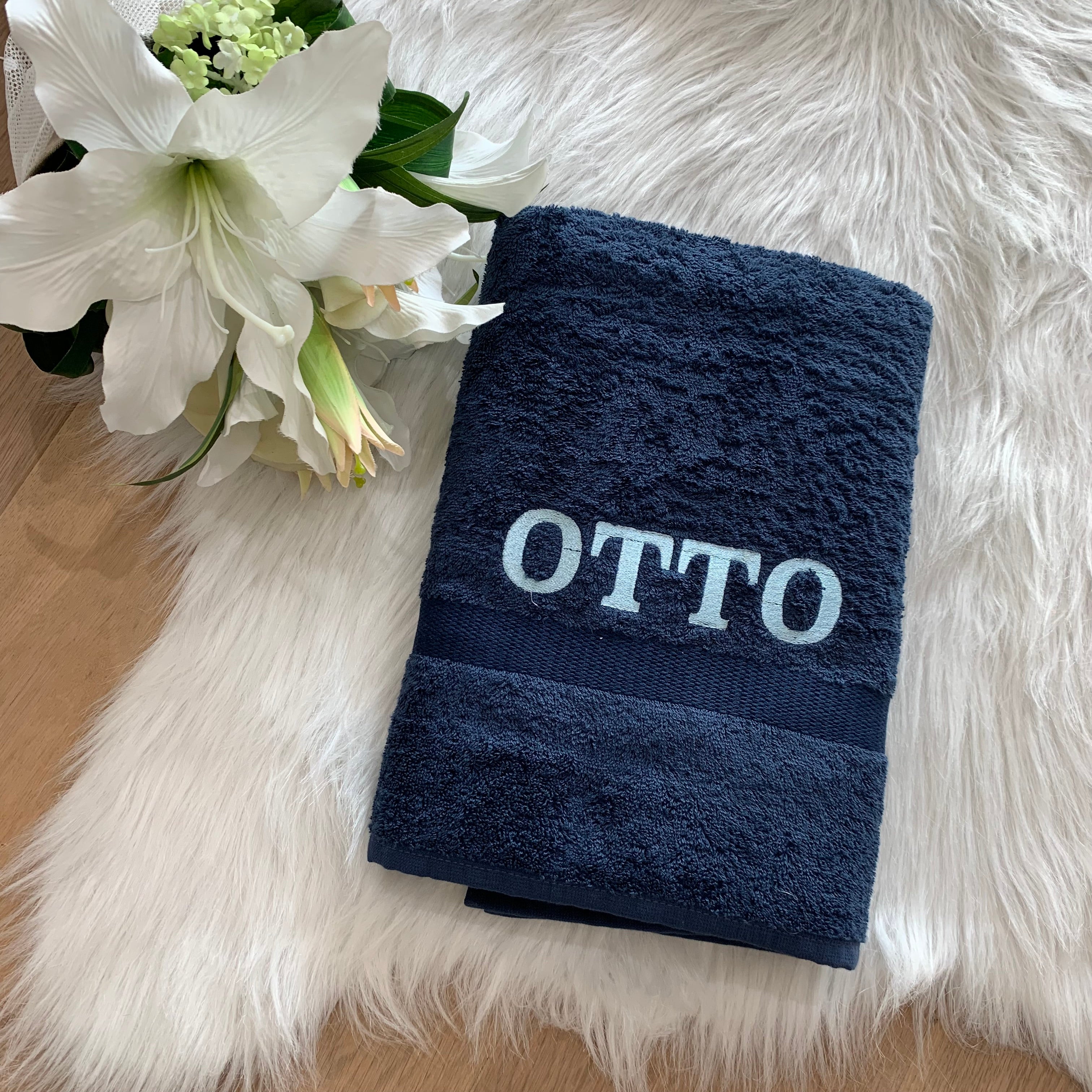 Handdoek marine blauw