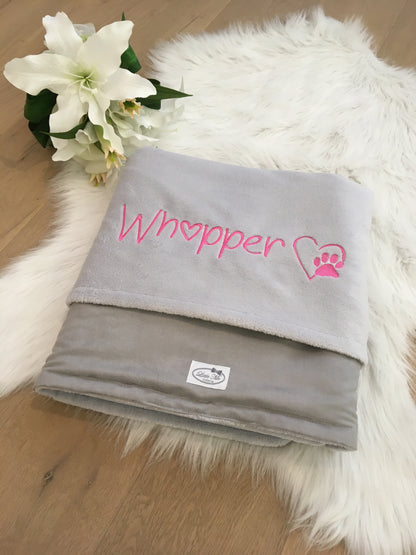 Soft Suéde Winterdekentje met naam | Gepersonaliseerde | Misty Grey