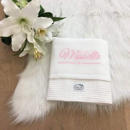 Warm Wafel Zomerdekentje met naam | Gepersonaliseerde | Soft Cloud