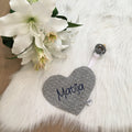 Speendoek hart jacquard baksteen grijs