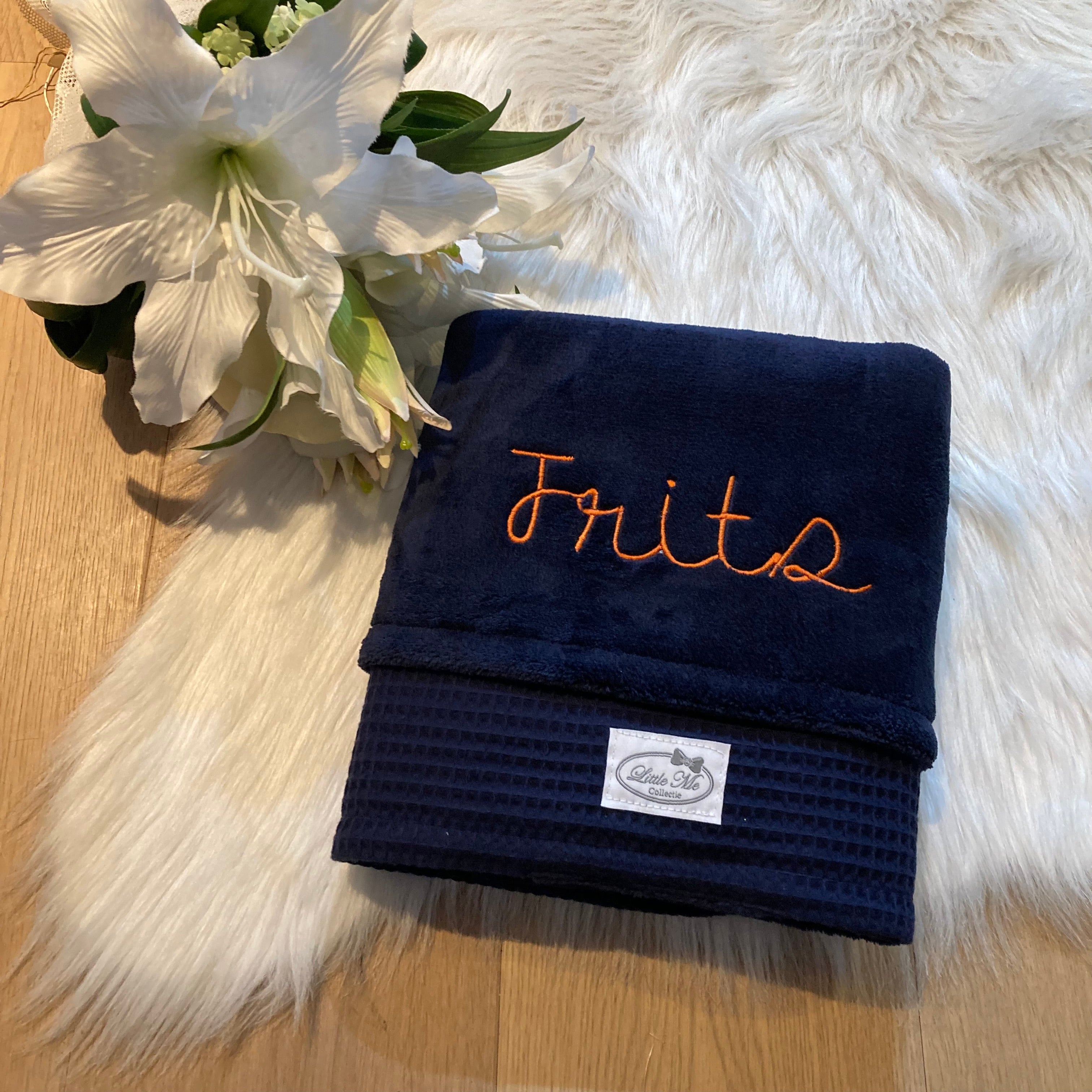 Winterdeken waffel Navy