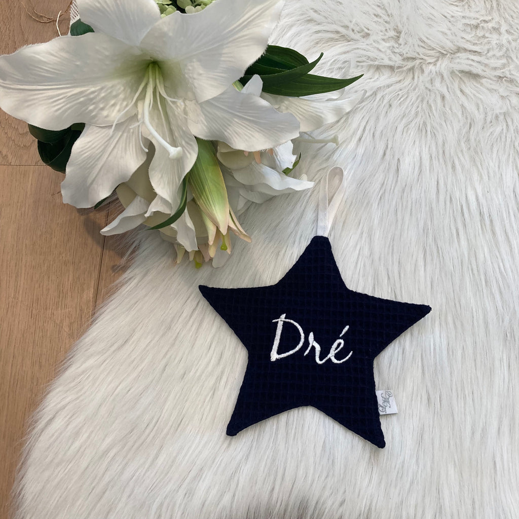 Speendoek ster wafel Navy