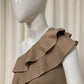Beige asymmetric ribbed ruffle tube dress