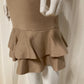 Beige asymmetric ribbed ruffle tube dress
