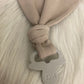 Bib with pacifier clip warm gray