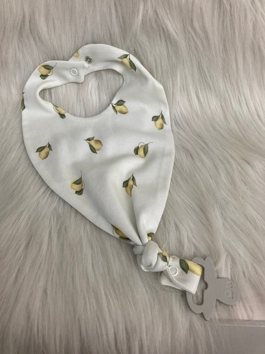 Bib with pacifier clip lemon garden