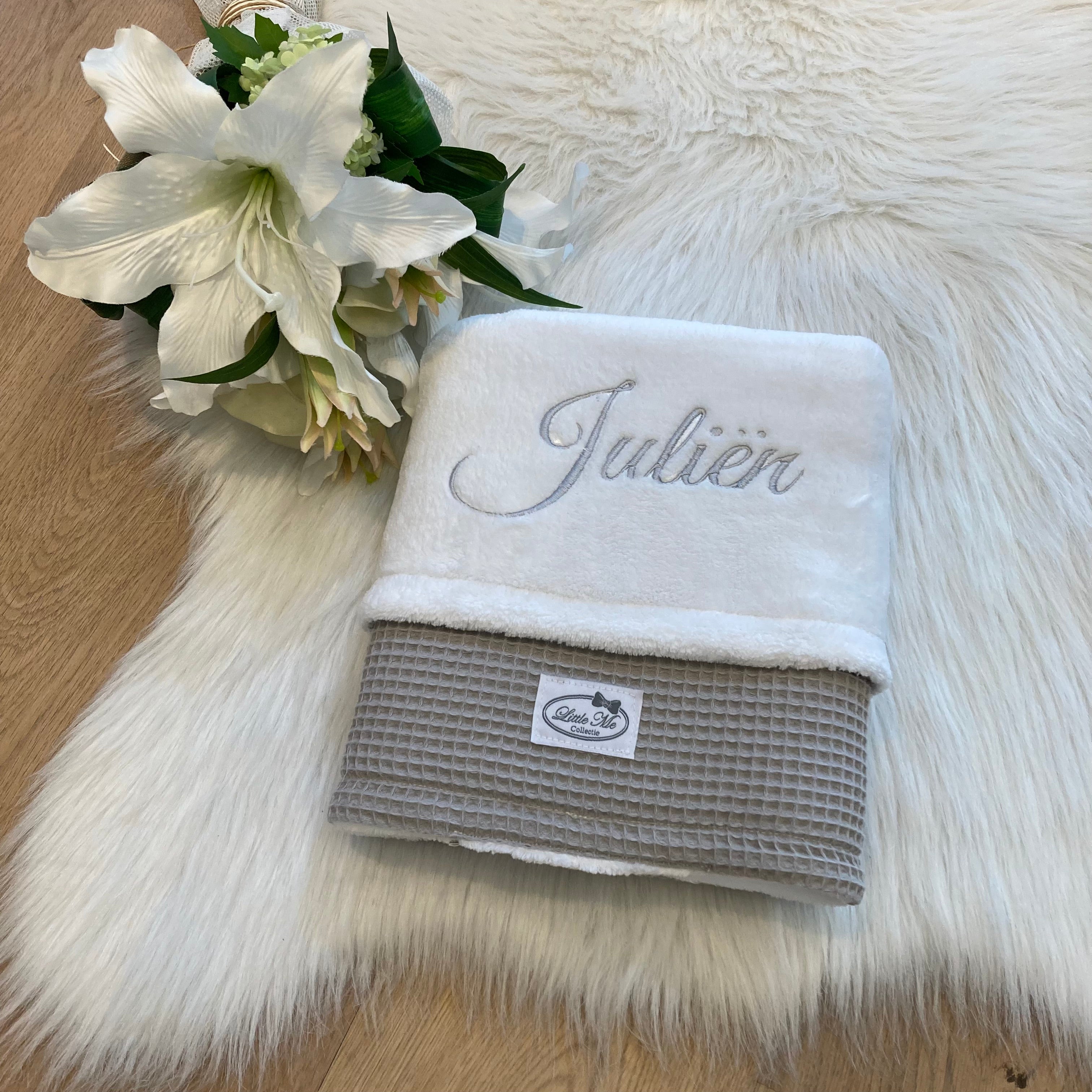 Winterdeken Warm wafel grijs/wit