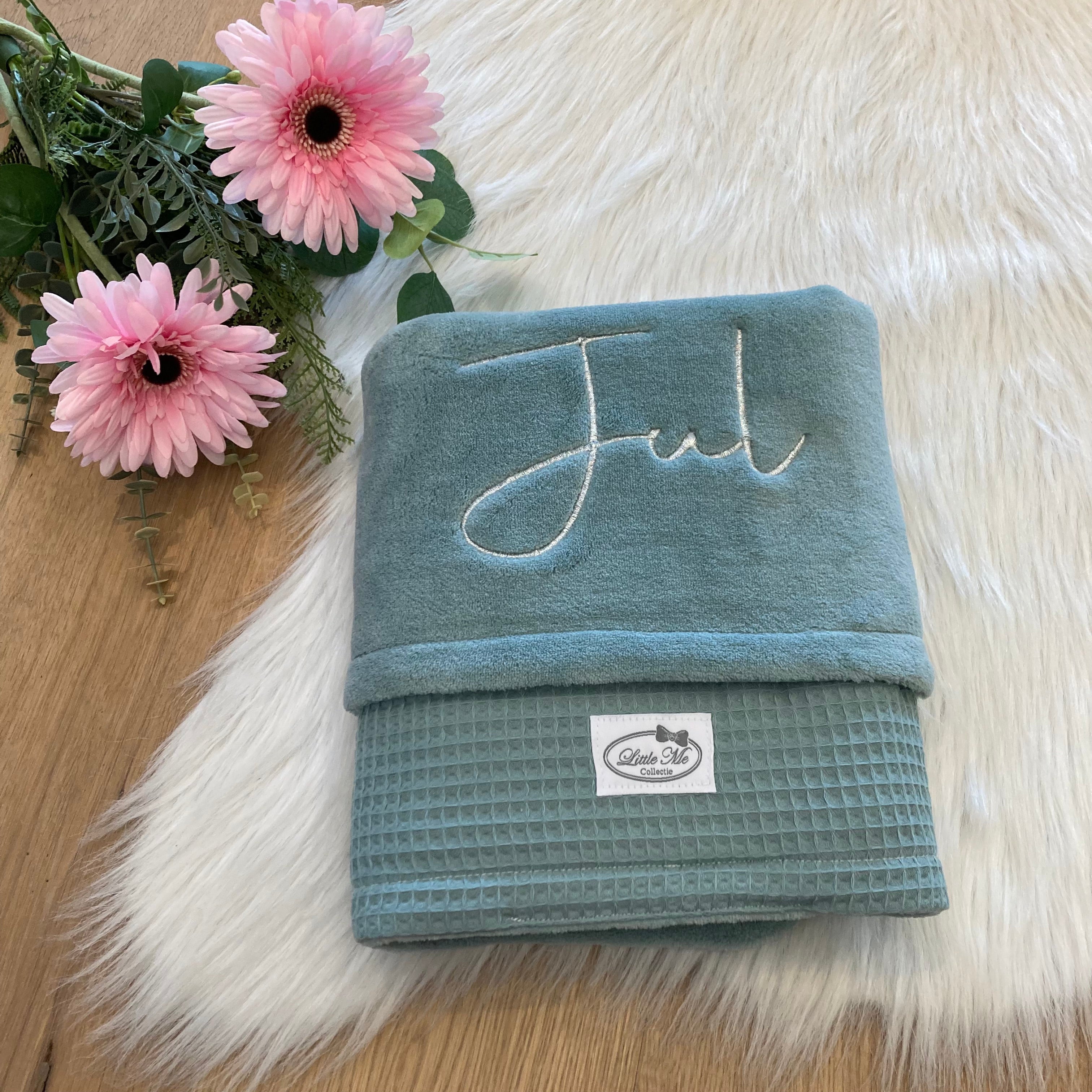 Winterdeken warm wafel zeegroen