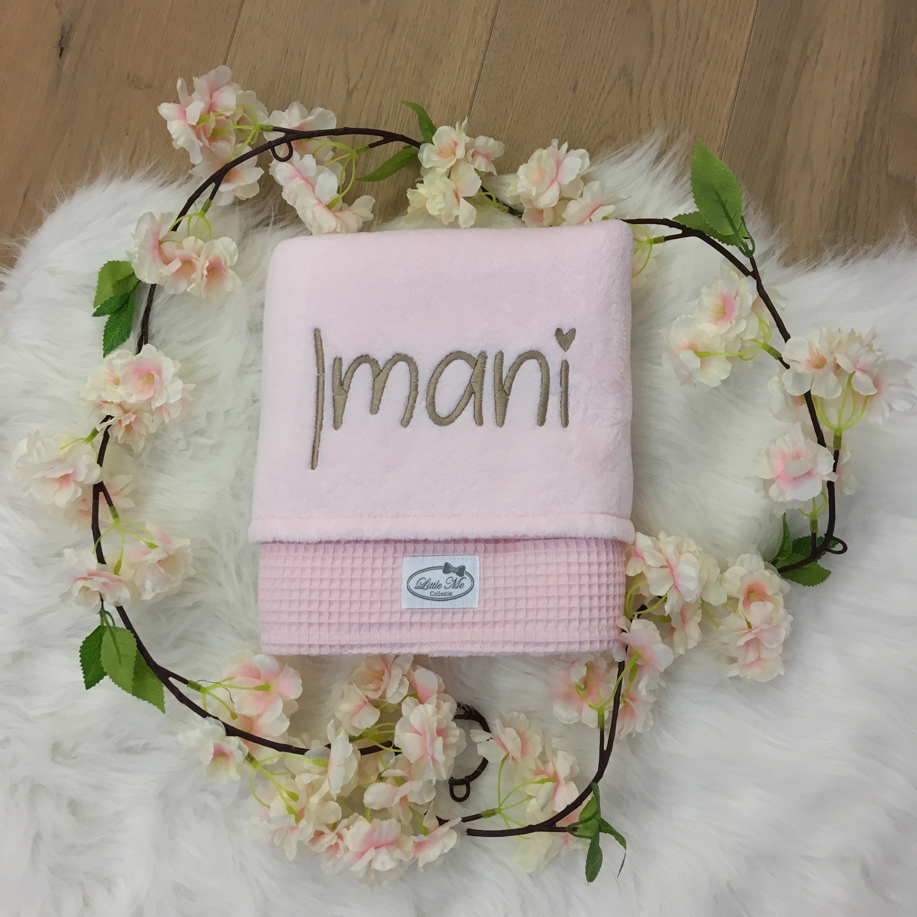 Winterdeken warm wafel lichtroze