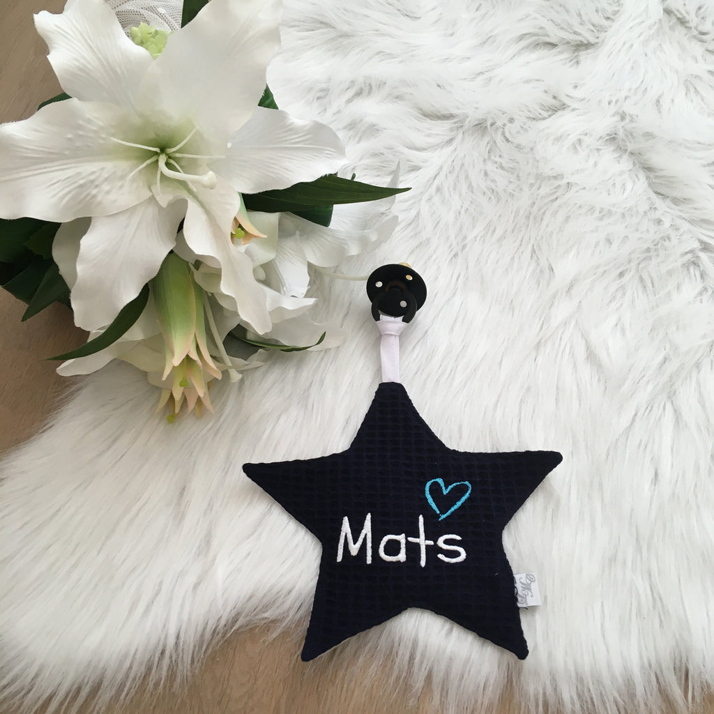 Speendoek ster wafel Navy