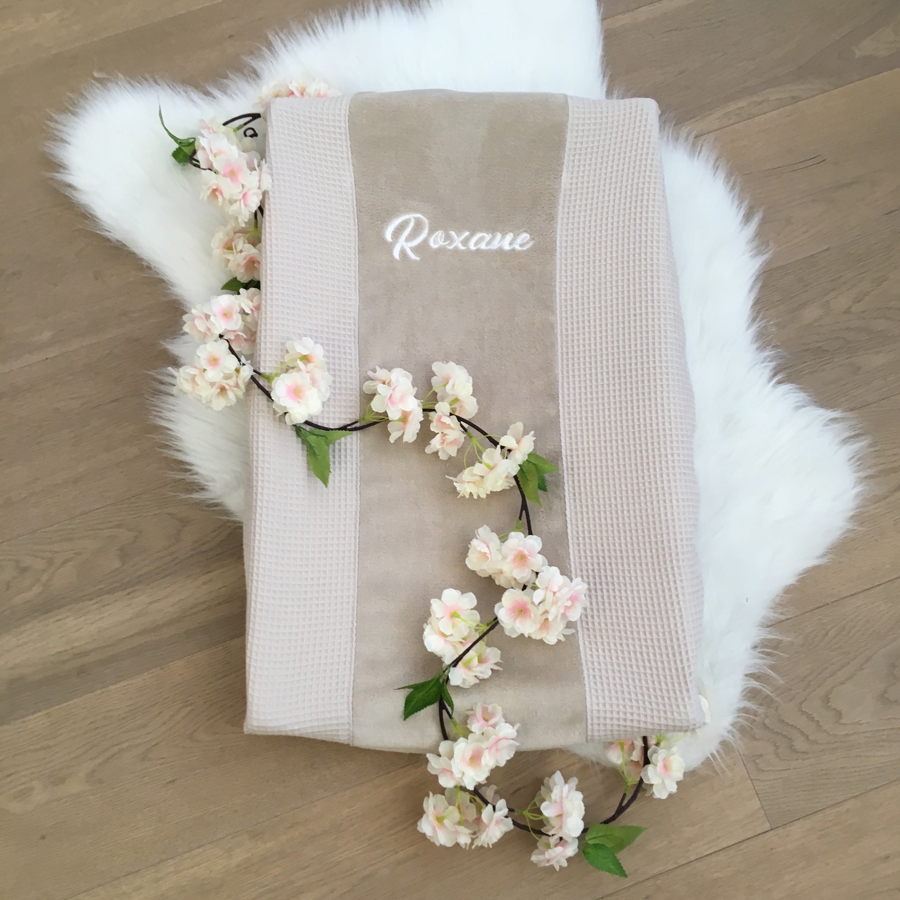 Hoes verzorgingskussen wafel beige /fleece beige