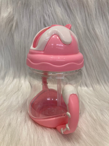 Drinkbeker met rietje 320ml roze