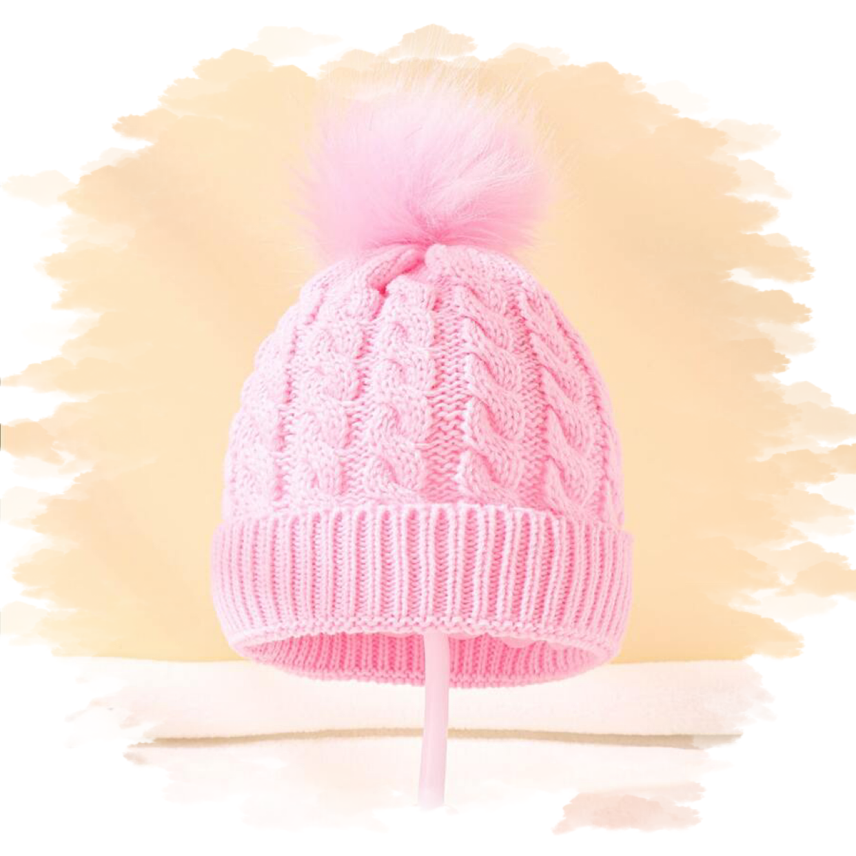 Casual babymuts lichtroze enkele pompom lichtroze