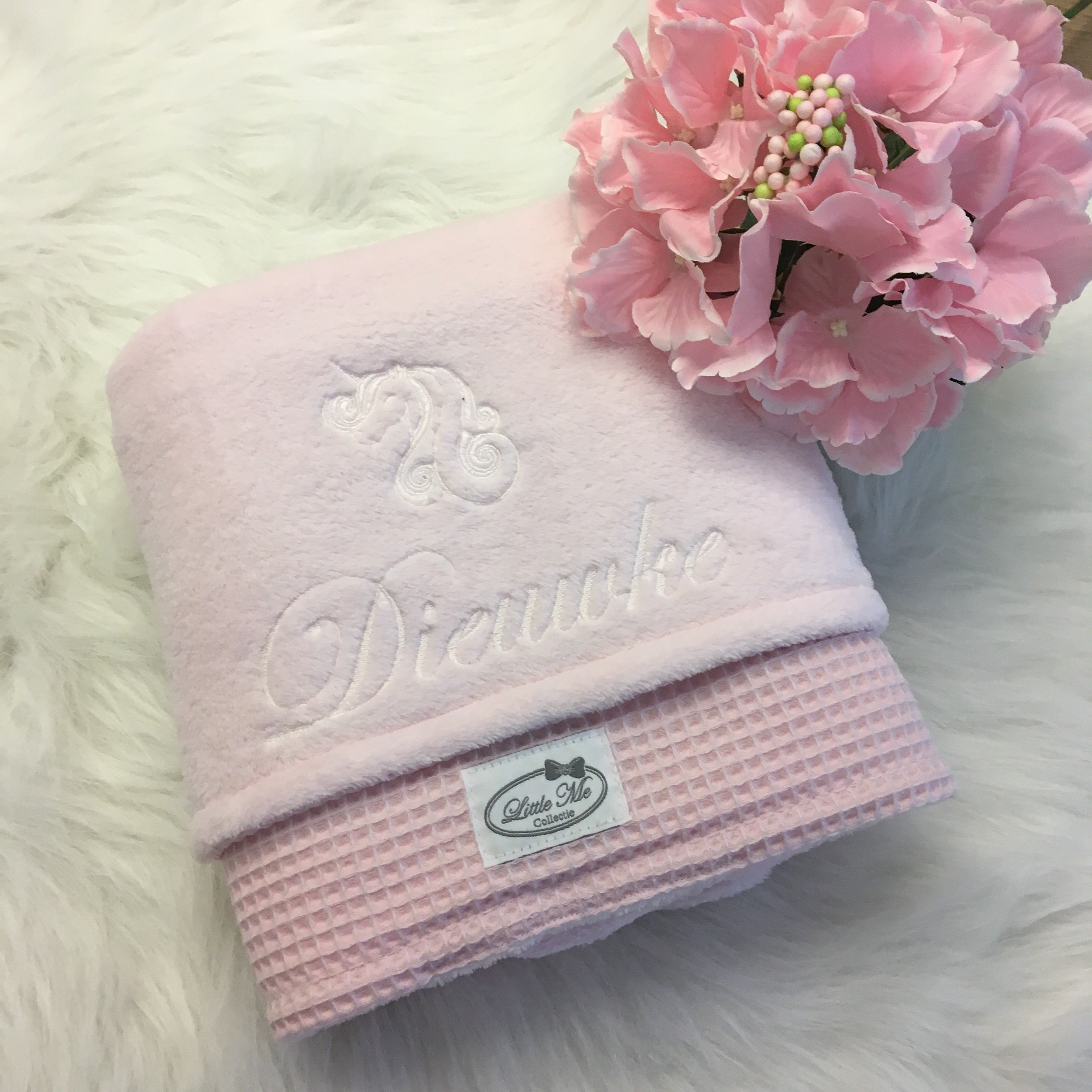 Winterdeken warm wafel lichtroze