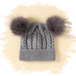 Casual babymuts grijs dubbele pompom grijs