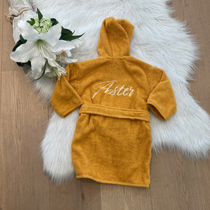 Baby badjas met naam | Gepersonaliseerde | golden ocher