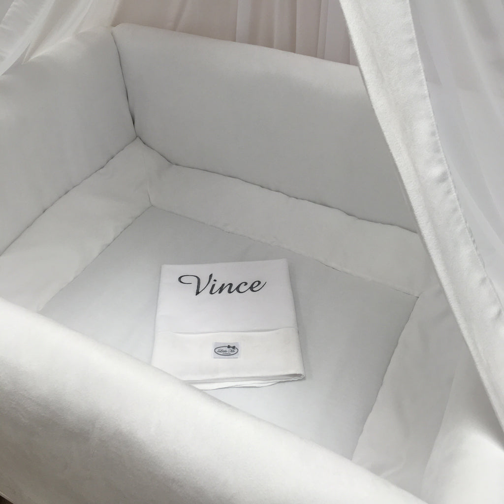 Parkomranding met overslag + inlegger + hemel wit suede