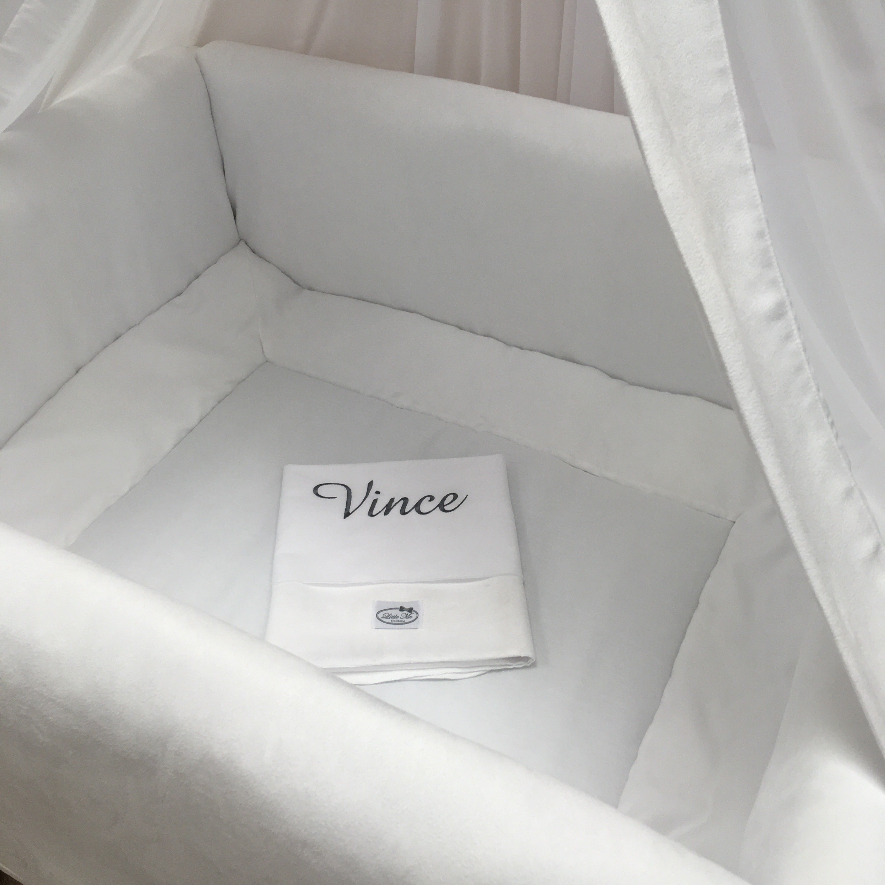 Parkomranding met overslag + inlegger + hemel wit suede