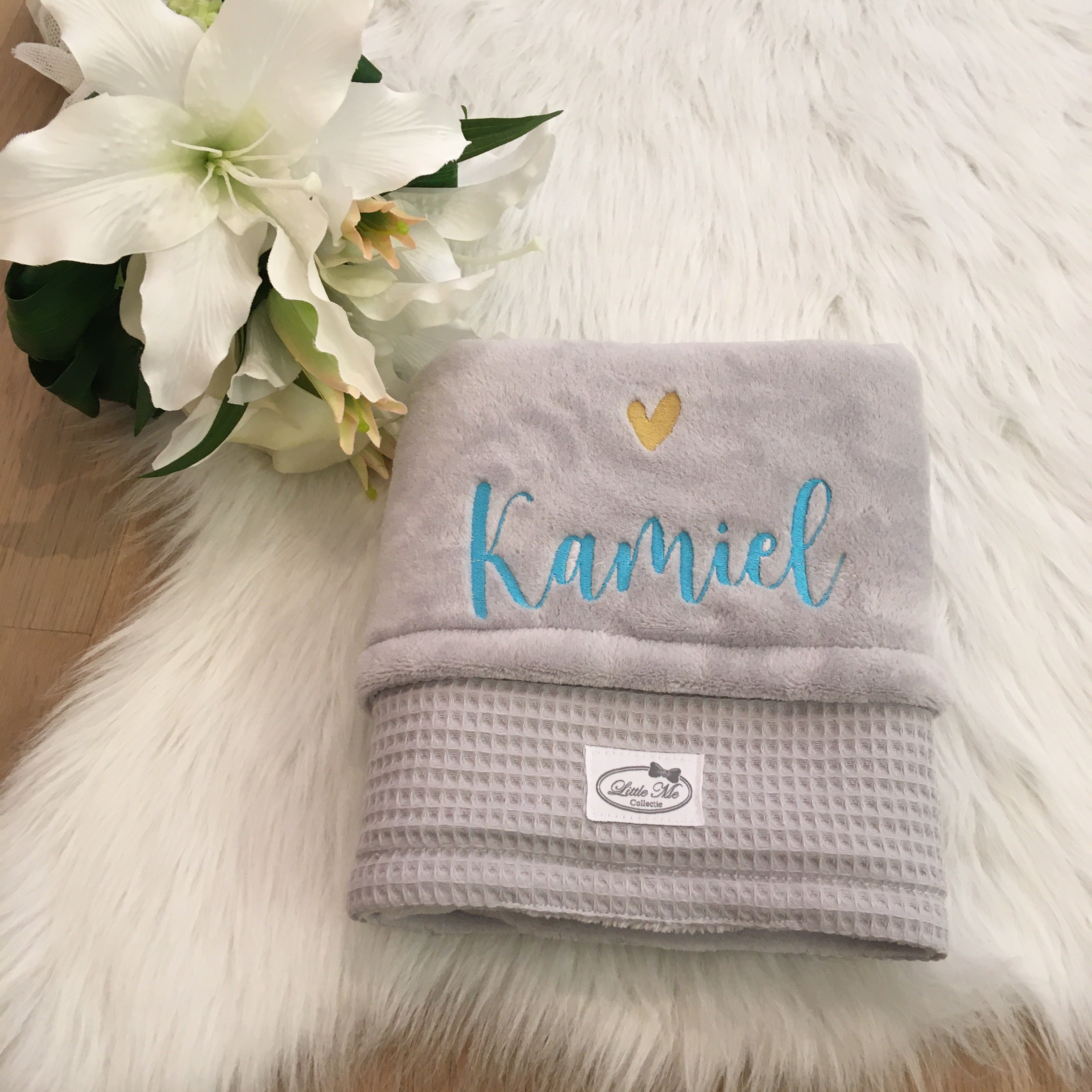 Winterdeken Warm wafel grijs