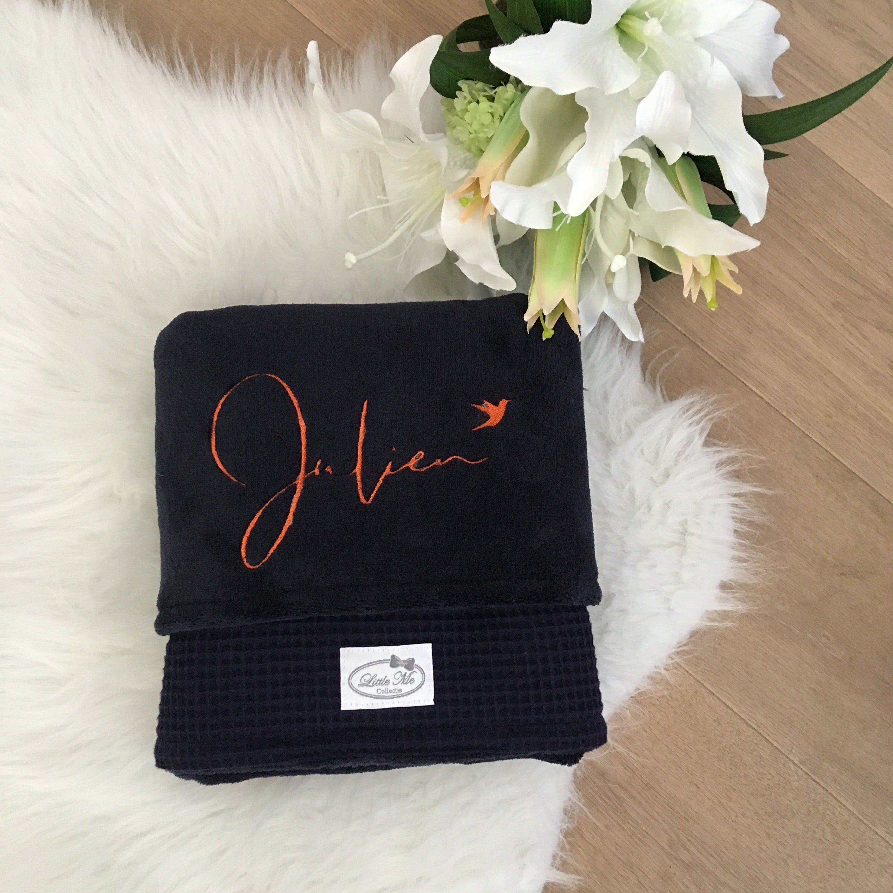 Winterdeken waffel Navy