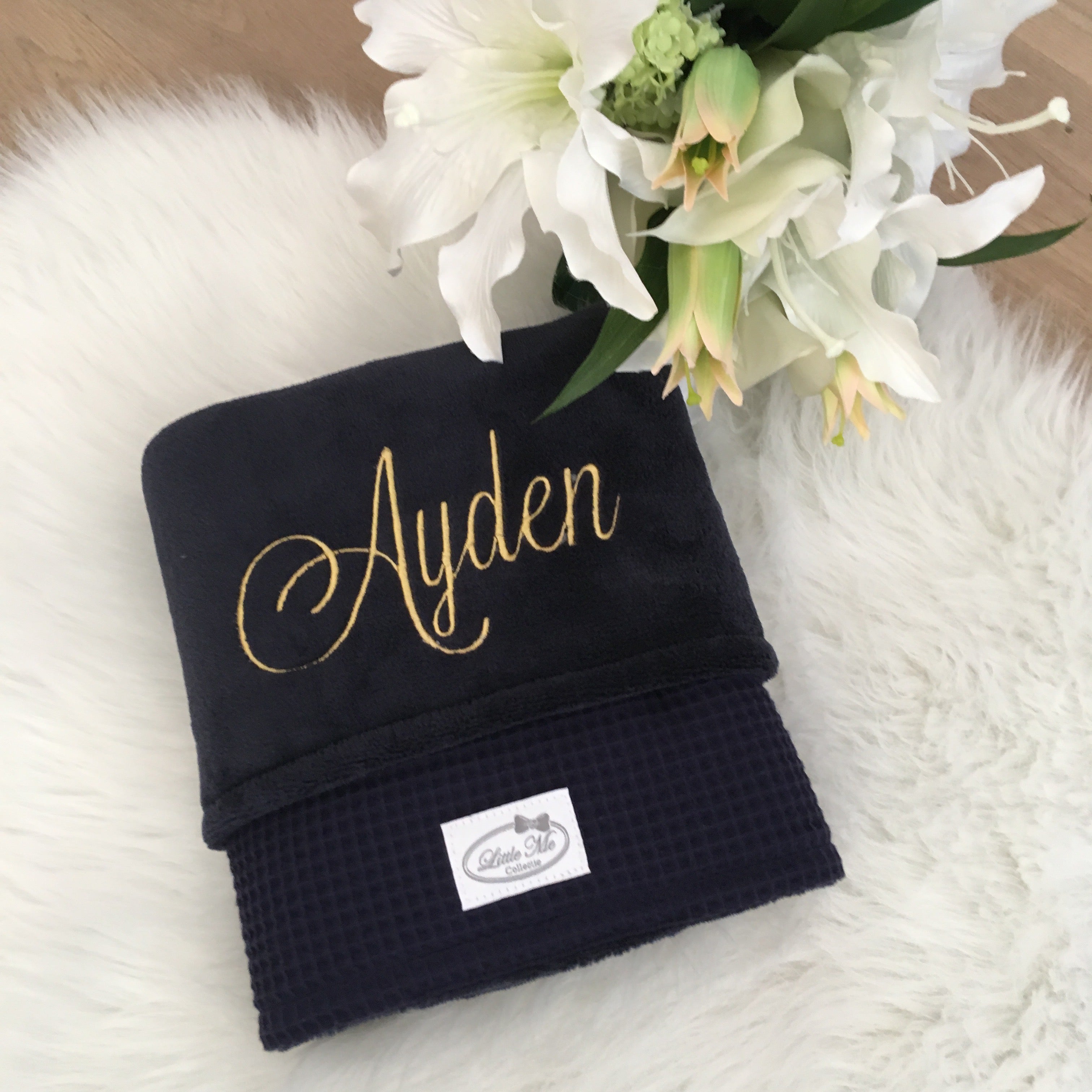 Winterdeken waffel Navy