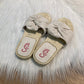 Slippers met strik beige