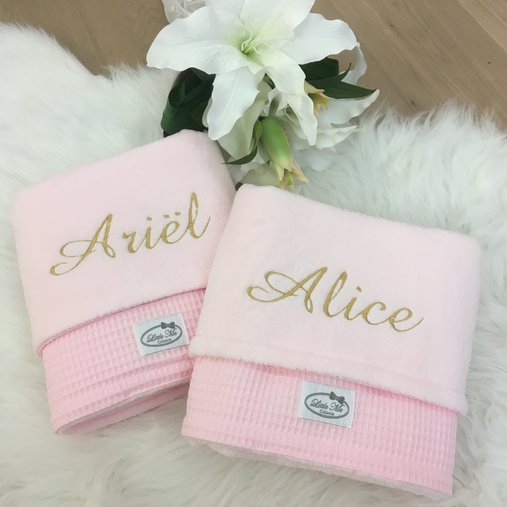 Winterdeken warm wafel lichtroze