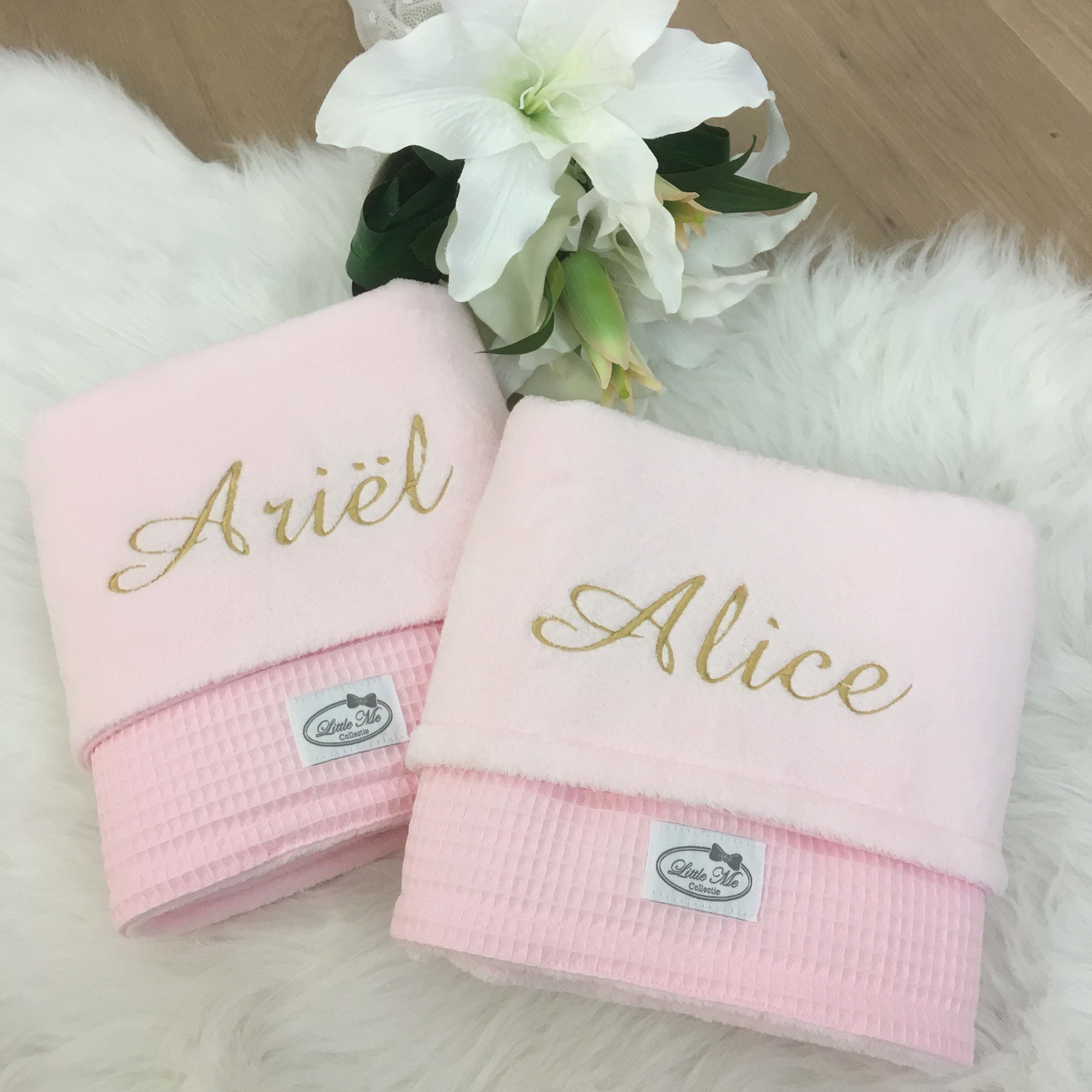 Winterdeken warm wafel lichtroze