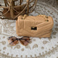 PU leather bag stitched Camel