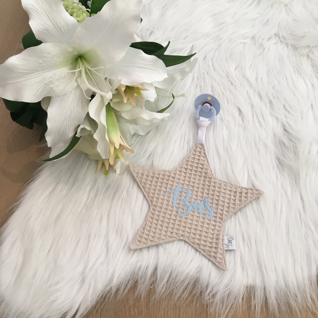 Speendoek ster wafel beige