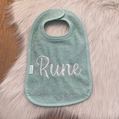 Slab met naam | Gepersonaliseerde baby slab katoen | Soft mint