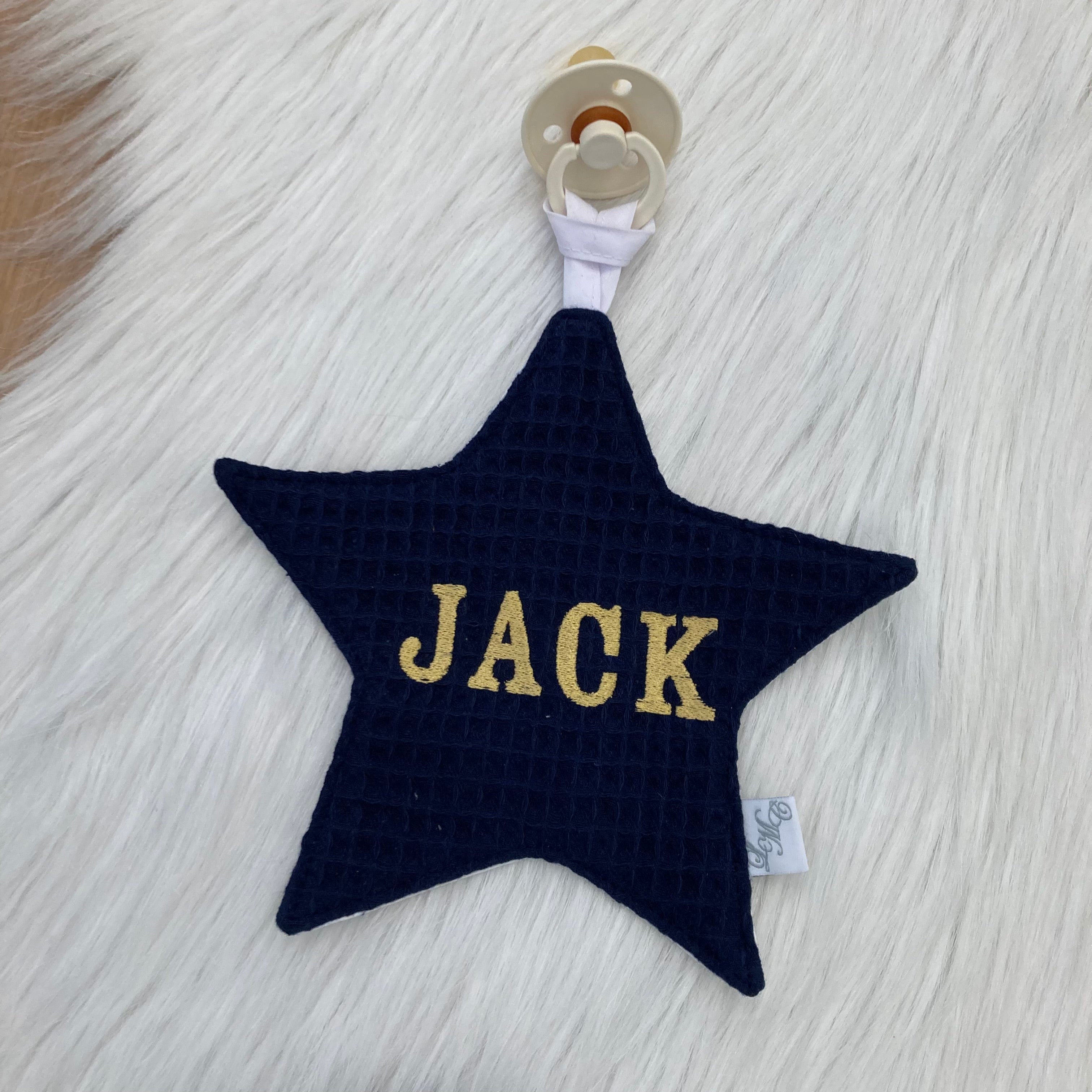 Speendoek ster wafel Navy