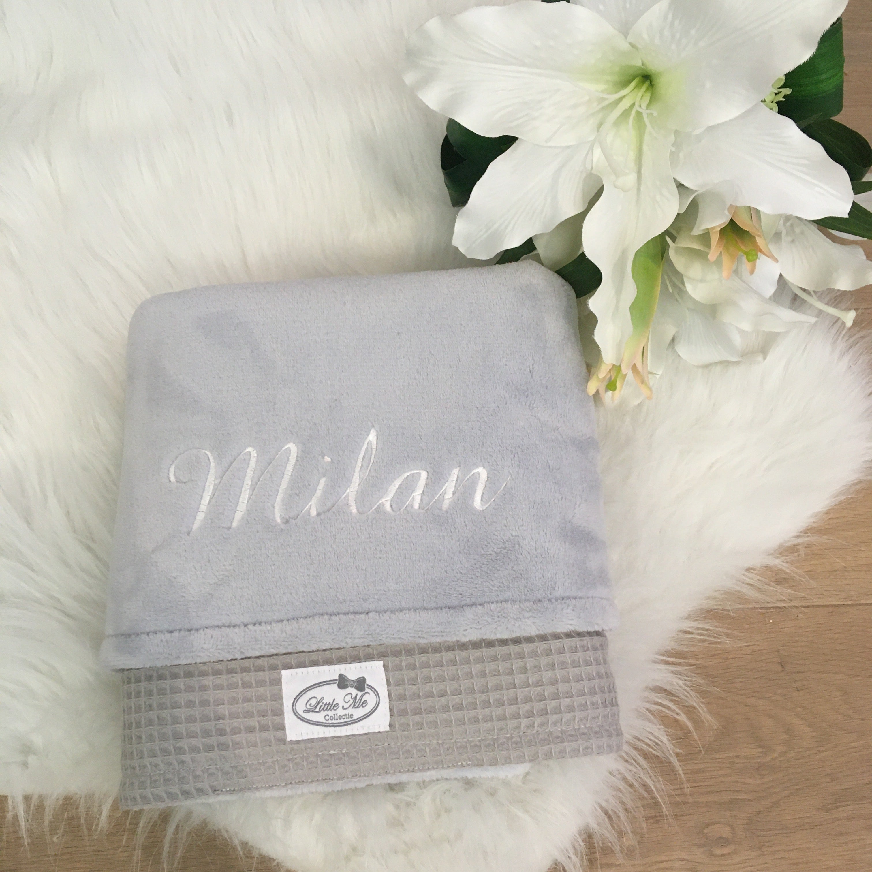 Winterdeken Warm wafel grijs