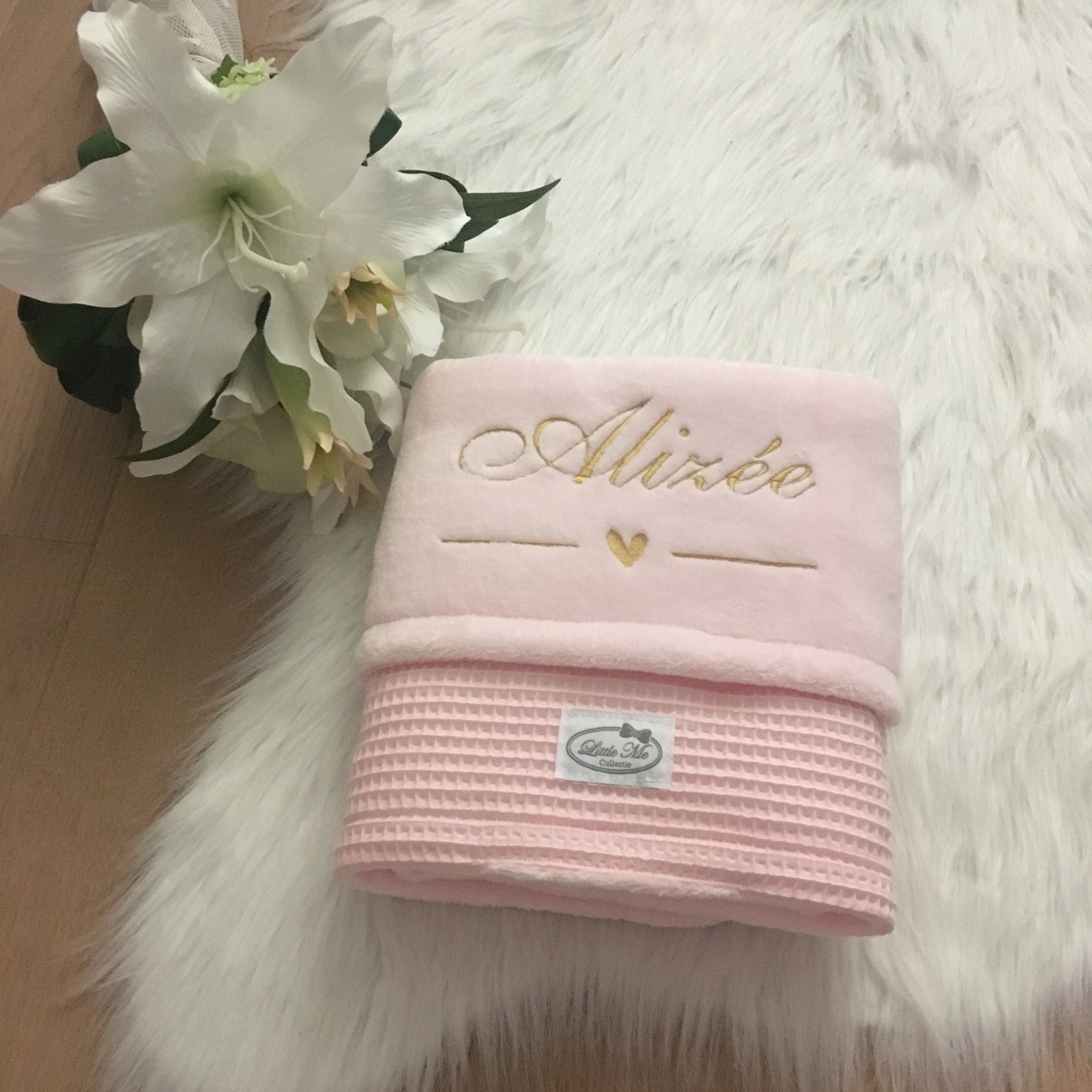 Winterdeken warm wafel lichtroze