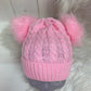 Casual babymuts lichtroze dubbele pompom lichtroze