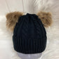 Casual babymuts zwart dubbele pompom beige