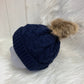 Casual babymuts marine blauw enkele pompom